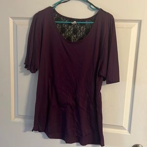 Short sleeve lace back dressy shirt